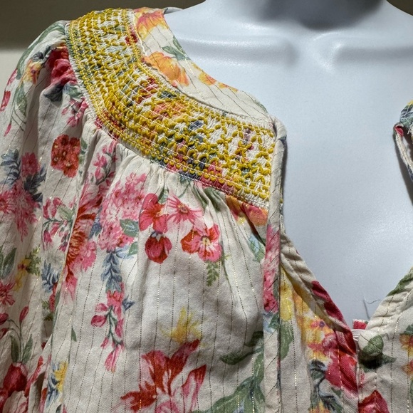 Boho Floral Women's Top with Yellow Accents Size 3X I.N. Studio Hippie Cottage - Picture 6 of 15